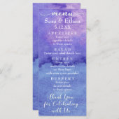 Abstracte Paarse Waterverf Bruiloft Menu Kaart (Voorkant / Achterkant)