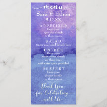 Abstracte Paarse Waterverf Bruiloft Menu Kaart