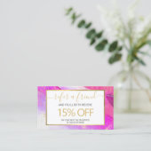 Abstracte Paarse Waterverf Faux Gold Dust Referral Visitekaartje (Staand voorkant)