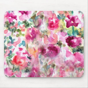 Abstracte Paarse Waterverf Floral achtergrond Muismat