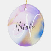 Abstracte Paarse Waterverf Luxurie Keramisch Ornament (Links)