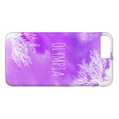 Abstracte paarse waterverf splash en witte rif Case-Mate iPhone case (Achterkant (Horizontaal))