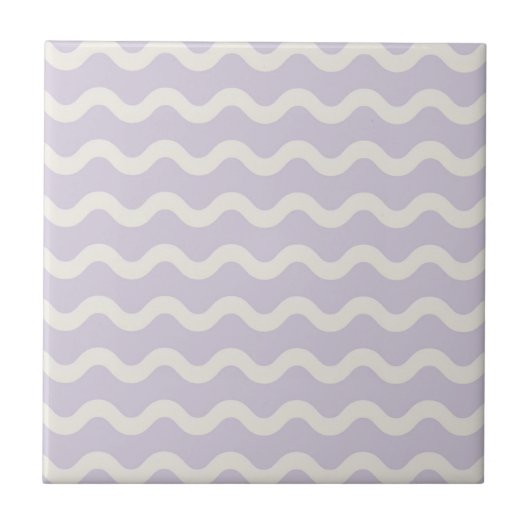 Abstracte Paarse Wavy Stripe Minimalistische Home Tegeltje (Voorkant)
