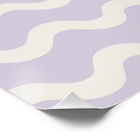 Abstracte Paarse Wavy Stripe Minimalistische Wall  Perfect Poster (Hoek)