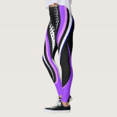 Abstracte Paarse witte en zwarte curve Leggings (Links)