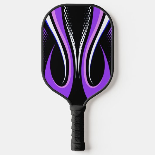 Abstracte paarse witte en zwarte curve pickleball paddle (Voorkant)