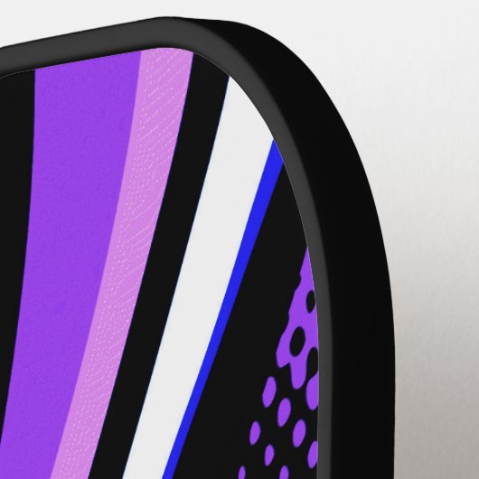 Abstracte paarse witte en zwarte curve pickleball paddle (Links Detail)