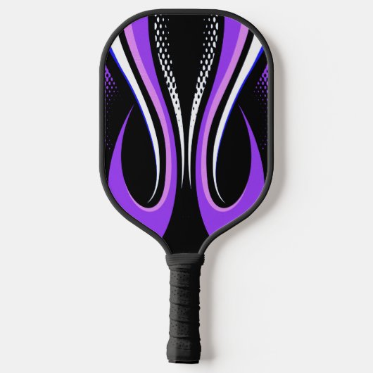 Abstracte paarse witte en zwarte curve pickleball paddle (Achterkant)