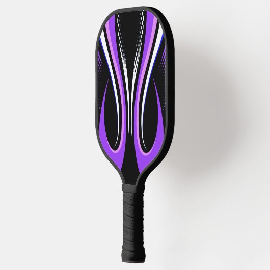 Abstracte paarse witte en zwarte curve pickleball paddle (Links)