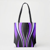 Abstracte Paarse witte en zwarte curve Tote Bag (Voorkant)