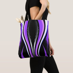 Abstracte Paarse witte en zwarte curve Tote Bag