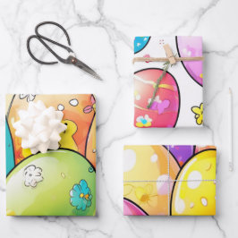 Abstracte Paasei Whimsy Wrap Inpakpapier Vel