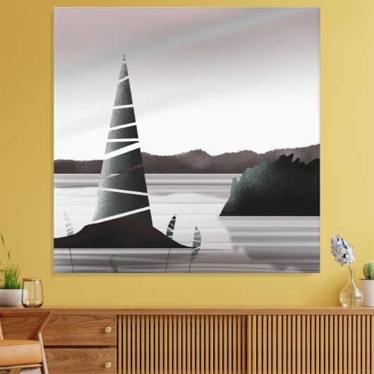 Abstracte Pacific Coast Minimale Kunst Canvas Afdruk (Insitu (Woonkamer))