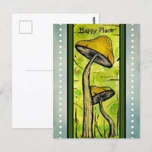 Abstracte paddenstoelen in de Waterverf. Briefkaart