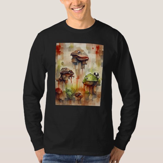 Abstracte paddenstoelen met eierstokken Pixel Imit T-shirt (Voorkant)