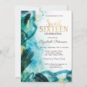 Abstracte Pain Splash Gold Sweet 16 Kaart (Voorkant)