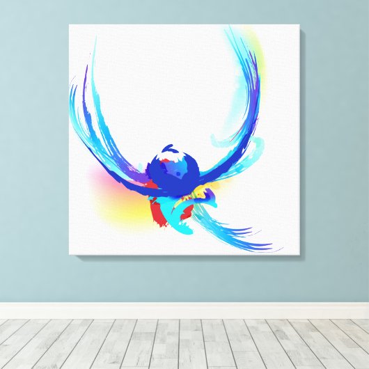 Abstracte Paint Splatter Bird in Flight Canvas Afdruk (Insitu (Houten vloer))