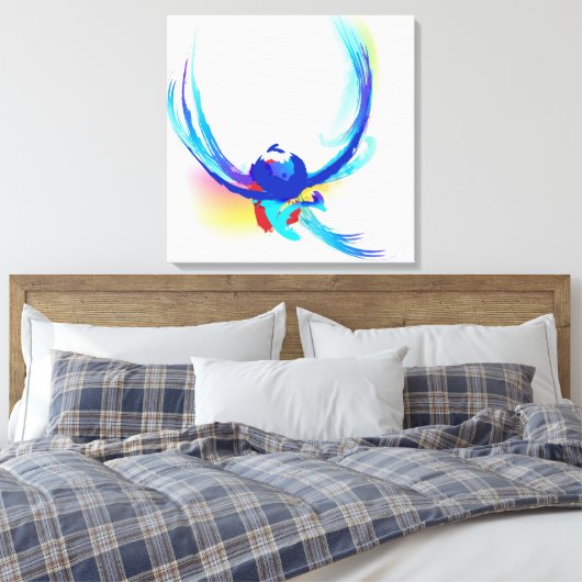 Abstracte Paint Splatter Bird in Flight Canvas Afdruk (Insitu (Slaapkamer))