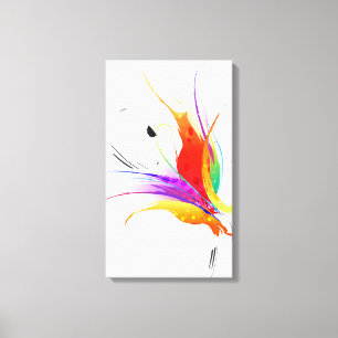 Abstracte Paint Splatter Bird of Paradise Canvas Afdruk