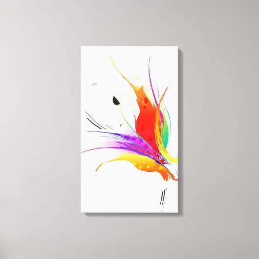 Abstracte Paint Splatter Bird of Paradise Canvas Afdruk (Voorkant)