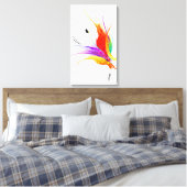 Abstracte Paint Splatter Bird of Paradise Canvas Afdruk (Insitu (Slaapkamer))