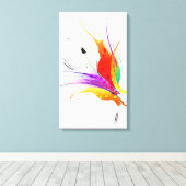 Abstracte Paint Splatter Bird of Paradise Canvas Afdruk (Insitu (Houten vloer))