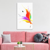 Abstracte Paint Splatter Bird of Paradise Canvas Afdruk (Insitu (Woonkamer))