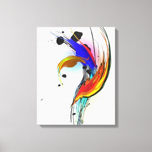 Abstracte Paint Splatter Bird of Paradise Canvas Afdruk (Voorkant)