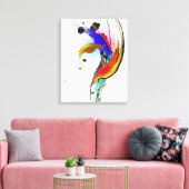 Abstracte Paint Splatter Bird of Paradise Canvas Afdruk (Insitu (Woonkamer))