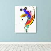 Abstracte Paint Splatter Bird of Paradise Canvas Afdruk (Insitu (Houten vloer))