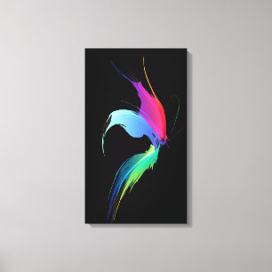 Abstracte Paint Splatter Butterfly op Zwart Canvas Afdruk