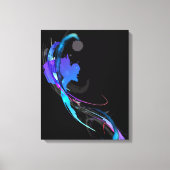 Abstracte Paint Splatter Morning Glory op zwart Canvas Afdruk (Voorkant)