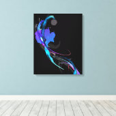 Abstracte Paint Splatter Morning Glory op zwart Canvas Afdruk (Insitu (Houten vloer))