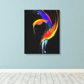 Abstracte Paint Splatter Paradijsvogel op zwart Canvas Afdruk (Insitu (Houten vloer))