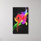 Abstracte Paint Splatter Rainbow Lorikeet op zwart Canvas Afdruk (Voorkant)