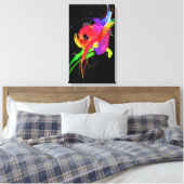 Abstracte Paint Splatter Rainbow Lorikeet op zwart Canvas Afdruk (Insitu (Slaapkamer))