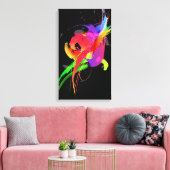 Abstracte Paint Splatter Rainbow Lorikeet op zwart Canvas Afdruk (Insitu (Woonkamer))