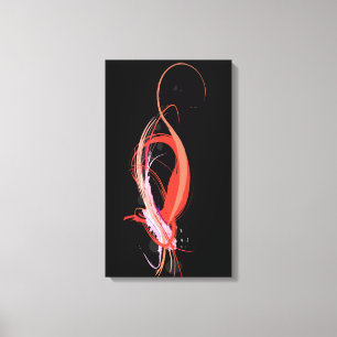 Abstracte Paint Splatter Roze Flamingo op bBlack Canvas Afdruk