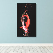Abstracte Paint Splatter Roze Flamingo op bBlack Canvas Afdruk (Insitu (Houten vloer))