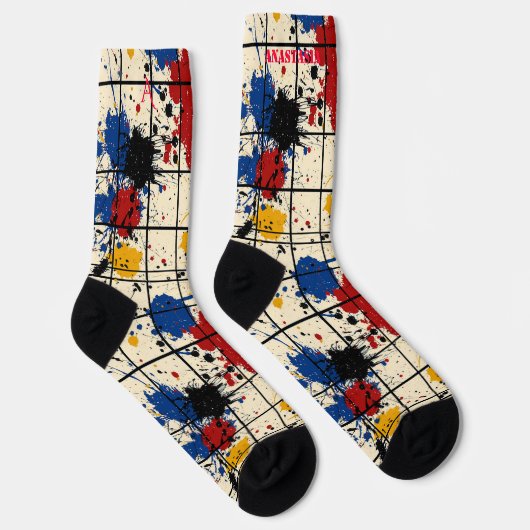 Abstracte Paint Splatter Sokken met geometrisch ra (Rechts)