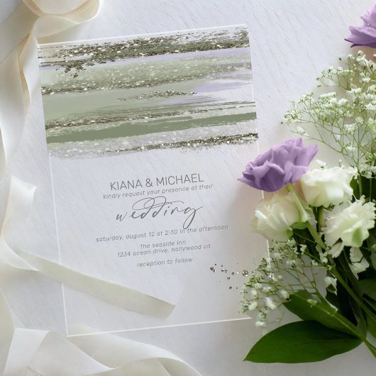 Abstracte Paint Strokes Wedding V3 ID886 Acryl Uitnodigingen