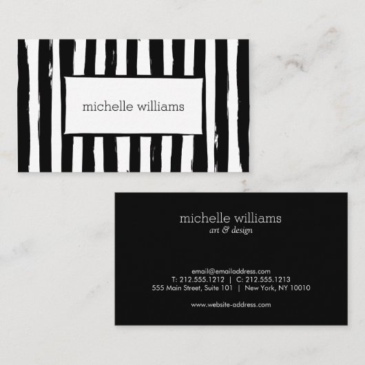 Abstracte Painted Black Stripes Visitekaartje (Voorkant / Achterkant)