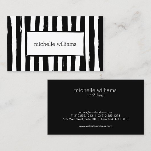 Abstracte Painted Black Stripes Visitekaartje (Voorkant / Achterkant)