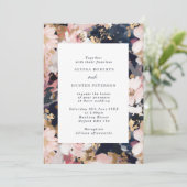 Abstracte Painterly Blush & Navy Floral Wedding Kaart (Staand voorkant)