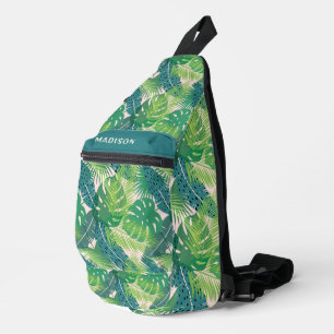 Abstracte Palm Leaf Pattern aangepaste naam Sling Bag