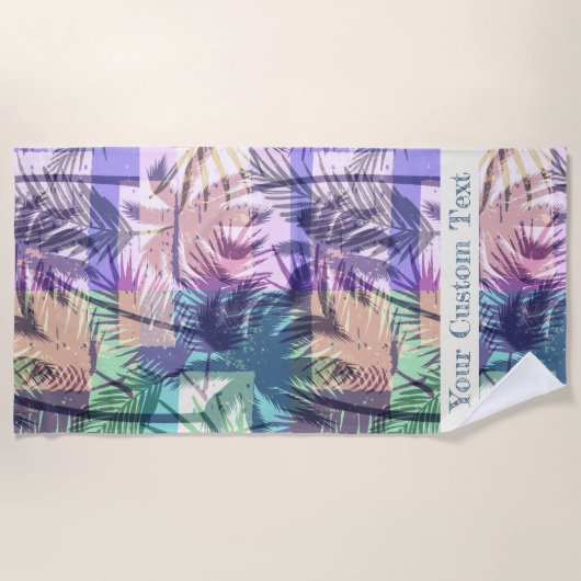 Abstracte Palm Tree Pattern aangepaste tekst stran Strandlaken (Voorkant)