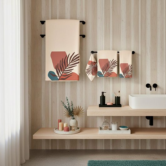 Abstracte palmbladminimalistische kunst bad handdoek