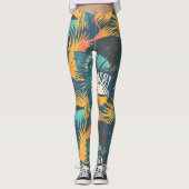 Abstracte palmbladpatroon leggings (Voorkant)