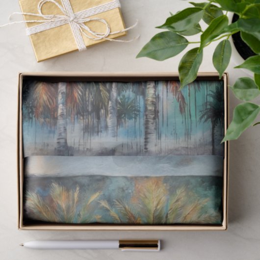 Abstracte Palmbomen Beachy Decoupage Tissuepapier (Geschenk)