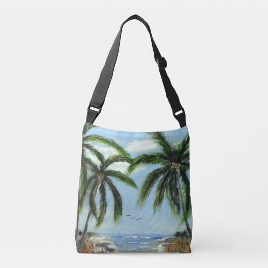 Abstracte palmbomen crossbody tas (Voorkant)